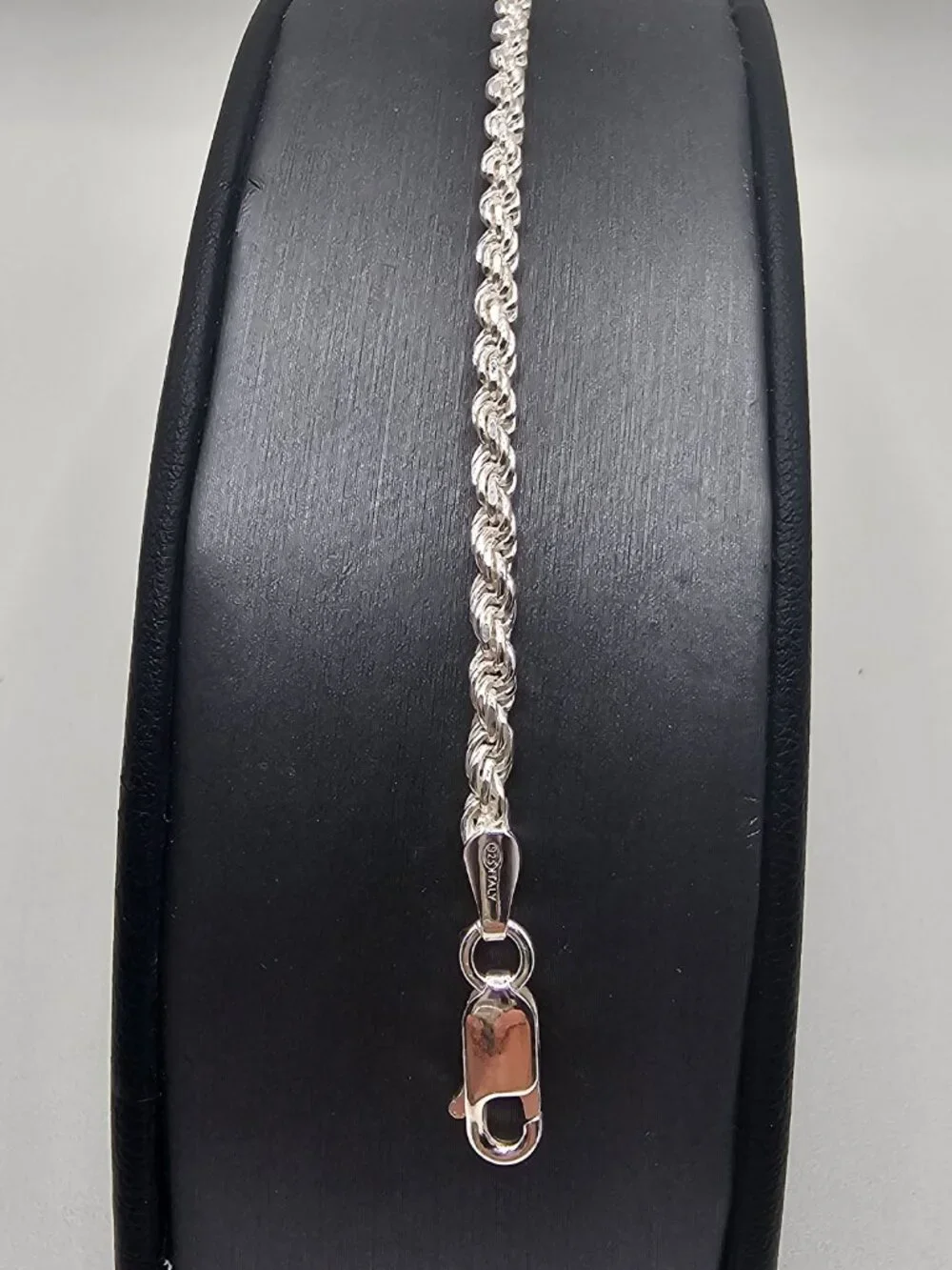 Sterling Silver 925 High Polished Diamond Cut Rope Bracelet 2.8mm 7 inches